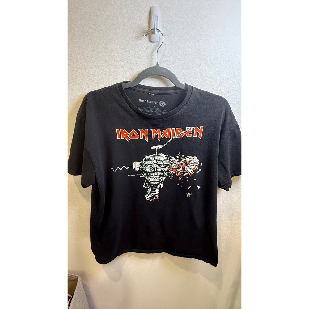 Iron Maiden Piece of Mind Graphic T-Shirt Black Large Heavy Metal Band Tee